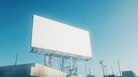 Blank billboard on blue sky background for advertisement and copy space.の素材