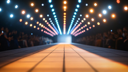 Stage lights and crowd of people in the background. 3d renderingの素材