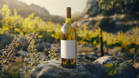 Wine Bottle Mock-Up. Blank Label. 3D Renderingの素材