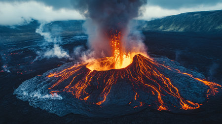 Volcanic eruption at Kilauea volcano, Hawaii, USAの素材