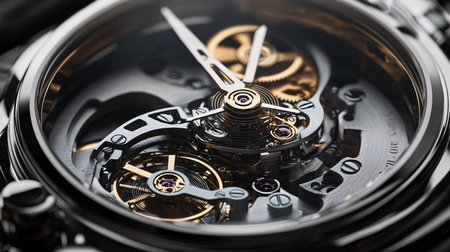 Closeup of the mechanism of a luxury watch. Time concept.の素材