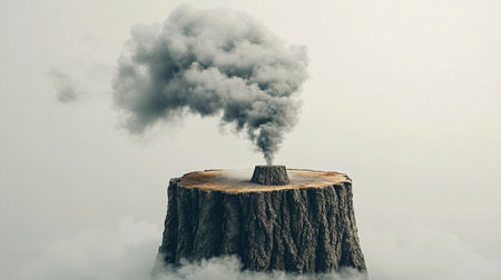 Smoke from a chimney on a stump. 3d renderingの素材
