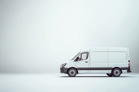 White commercial delivery van on white background. 3d rendering mock upの素材