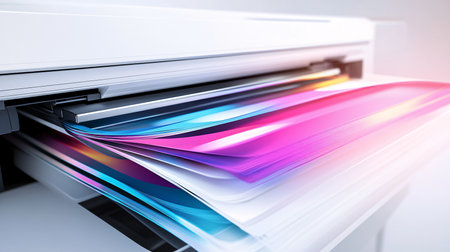 Close up of color swatches on a printer. 3d renderingの素材