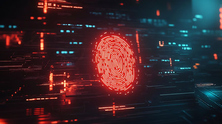 Fingerprint scan provides security access with biometrics identification. 3d renderingの素材