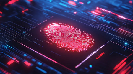 Fingerprint scan provides security access with biometrics identification. 3d renderingの素材