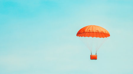 Parachute in the blue sky, vintage color tone style.の素材