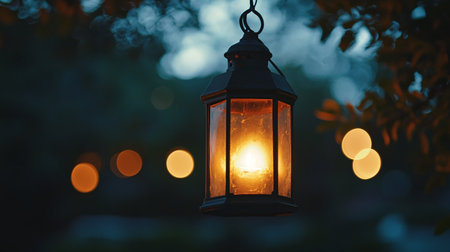 Lantern in the garden with bokeh background, stock photoの素材