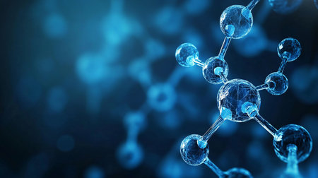 Molecular structure background. 3d rendering, 3d illustration.の素材