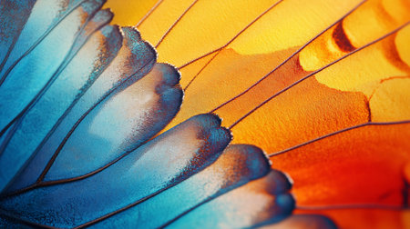 abstract background, close up of abstract blue and orange glass textureの素材