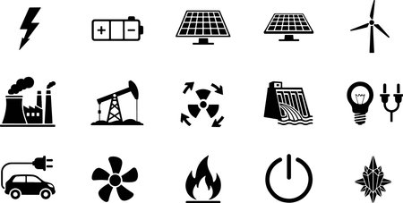 Energy icons set. Vector illustration. Isolated on white background.のイラスト素材