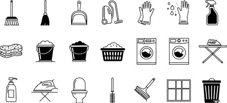 Bathroom icon set, washing and cleaning related vector illustration.のイラスト素材
