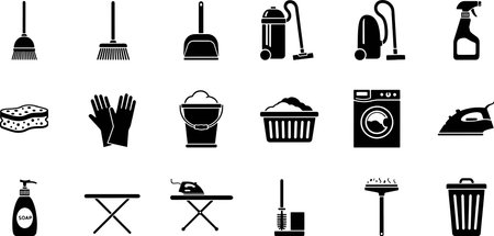 Cleaning icons set, vector illustration. Cleaning icon set.のイラスト素材