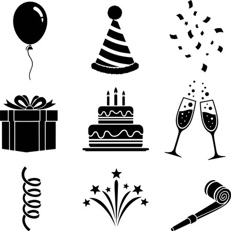 birthday icons set isolated on white background. vector eps10のイラスト素材