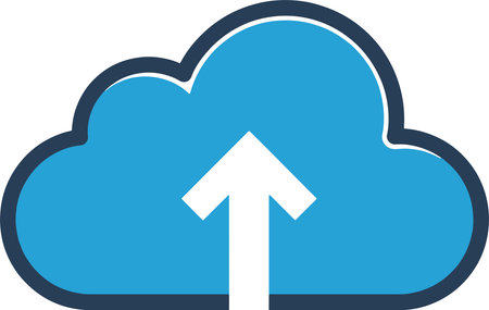 Cloud computing icon with up arrow on white background, vector illustration.のイラスト素材