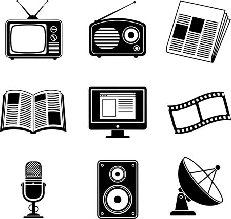 Television and multimedia icon set. Simple illustration of television and multimedia icon set for webのイラスト素材
