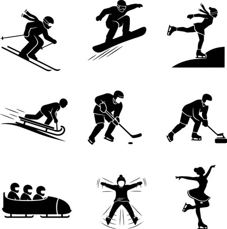 Winter sports icons set. Vector illustration of 9 winter sports icons for webのイラスト素材