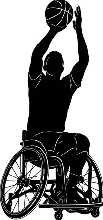 Disabled Man on Wheelchair.Vector illustration ready for vinyl cutting.のイラスト素材