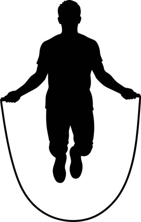 Silhouette of jumping man on white background. Vector illustration.のイラスト素材