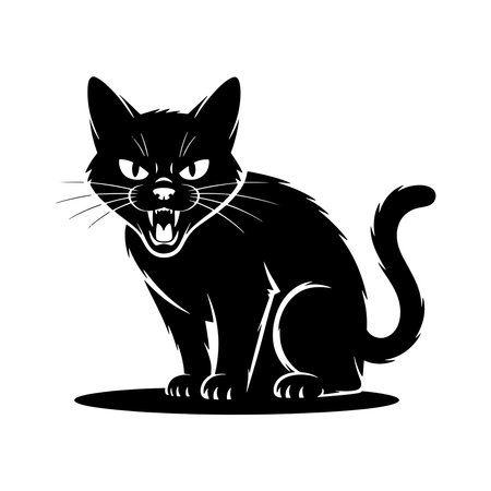 Black cat isolated on white background. Vector illustration for your design.のイラスト素材