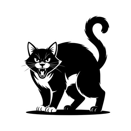 Black cat isolated on white background. Vector illustration for your design.のイラスト素材