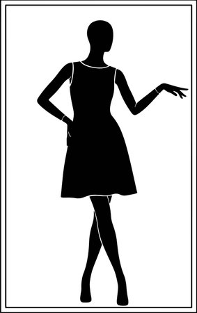 silhouette of a woman in a dress on a white backgroundのイラスト素材