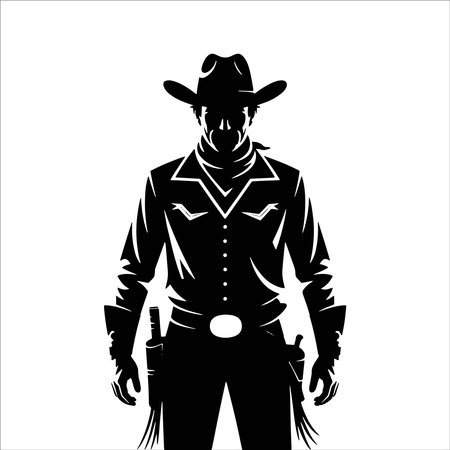 cowboy with gun isolated on a white background. vector illustration.のイラスト素材