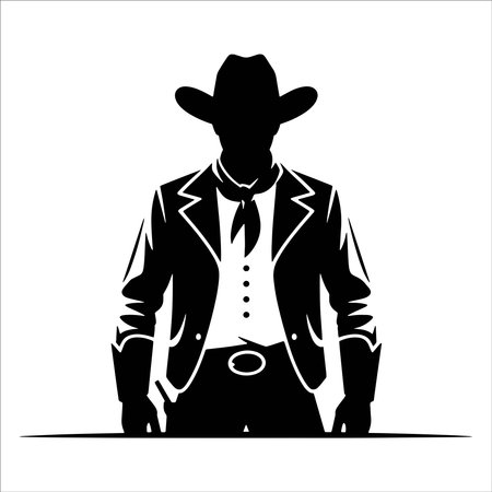 Vector illustration of a silhouette of a man in a suit and hatのイラスト素材