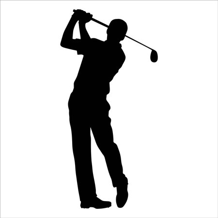 silhouette of a golfer on a white background, vector illustrationのイラスト素材