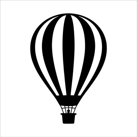 Hot air balloon icon isolated on white background. Vector illustration, flat design.のイラスト素材