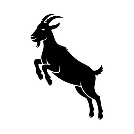 Goat black silhouette on white background. Vector illustration for your designのイラスト素材