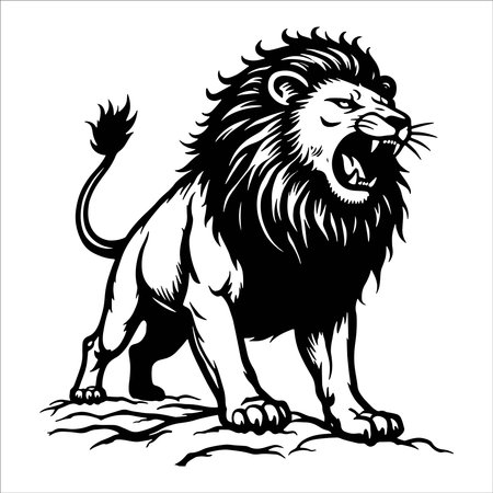 Lion - Wild Animal - Vector illustration ready for vinyl cutting.のイラスト素材