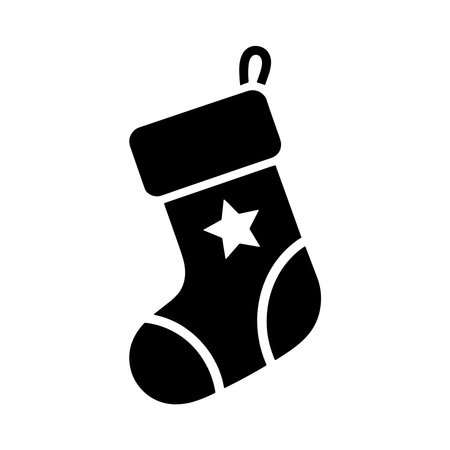 merry christmas cute sock decoration vector illustration silhouette style icon designのイラスト素材