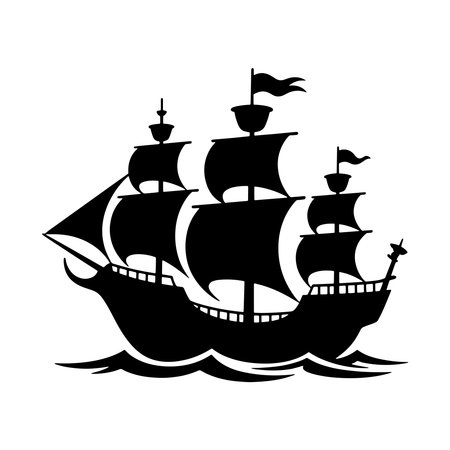 pirate ship icon over white background. colorful design. vector illustrationのイラスト素材