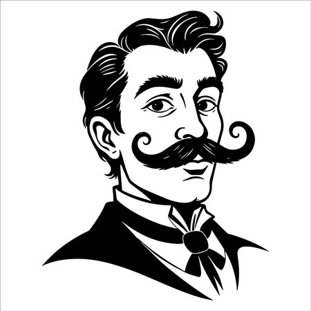 Portrait of a man with moustache. Vector illustration.のイラスト素材