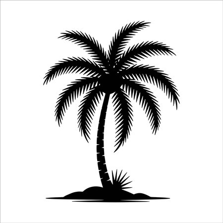 Palm tree silhouette isolated on white background. Vector Illustration.のイラスト素材