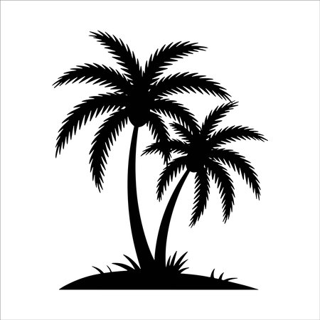 Palm tree silhouettes. Vector illustration isolated on white background.のイラスト素材