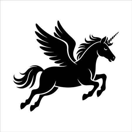 Unicorn with wings isolated on white background. Vector illustration.のイラスト素材