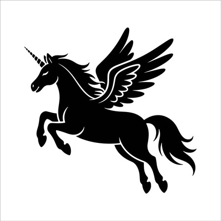 Unicorn with wings. Vector illustration isolated on white background.のイラスト素材