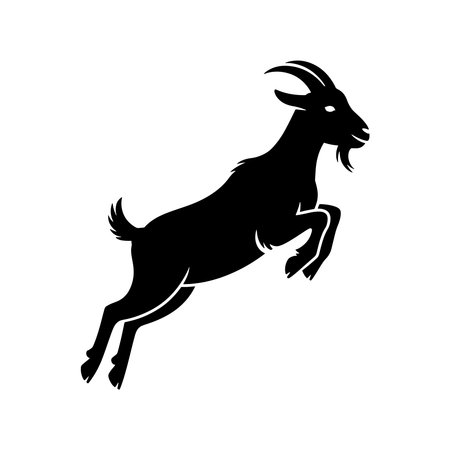 Goat black silhouette on white background. Vector illustration of goat.のイラスト素材