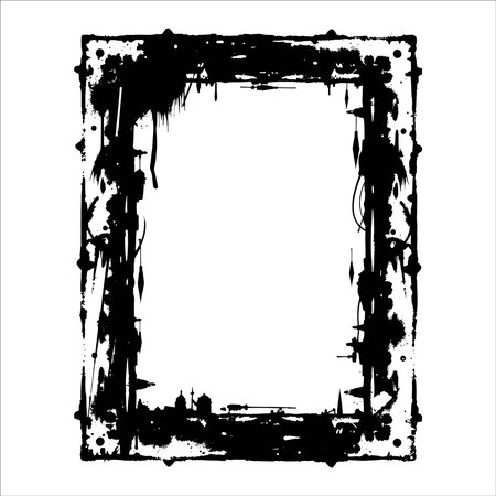 Abstract black grunge frame on a white background. Vector illustration.のイラスト素材