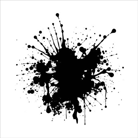 Black ink splashes isolated on white background. Grunge vector illustration.のイラスト素材