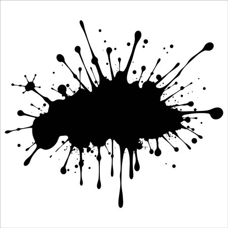 Black ink splashes isolated on white background. Grunge vector illustration.のイラスト素材