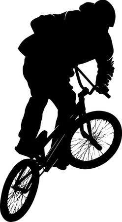 Bmx rider.Vector illustration.silhouette of a bmx rider.のイラスト素材