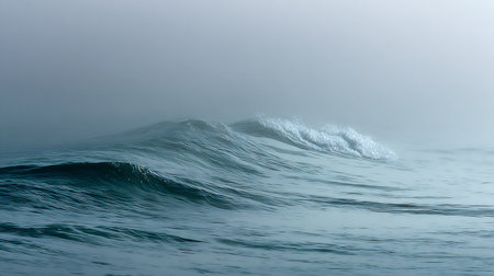 Ocean wave in a foggy day, close-up view.の素材