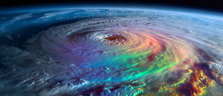 View of the planet Earth from space during a sunrise 3D renderingの素材