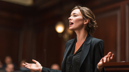 Young businesswoman speaking at the conference hall. Entrepreneurship concept.の素材