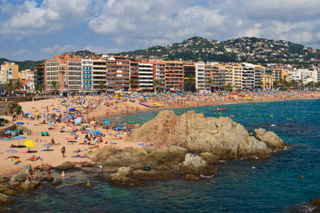 Lloret de Mar beach in Costa Brava, Catalonia, Spainのeditorial素材