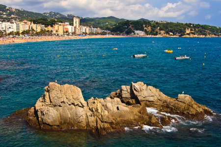 Seaview of Costa Brava beach, Lloret de Mar, Catalonia, Spainのeditorial素材