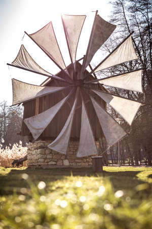 Old windmill near Sibiu, Transylvania, Romania.の写真素材